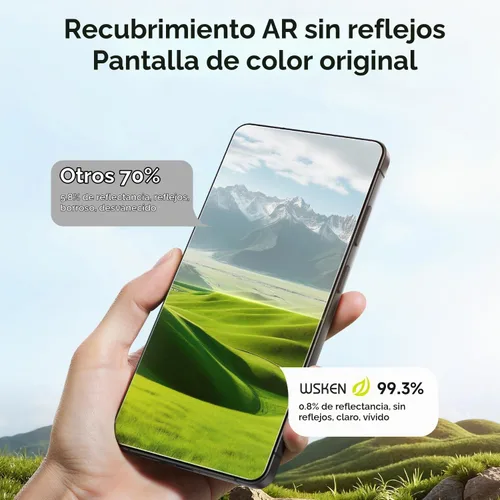 Vista 3 de WSKEN Protector de pantalla para Samsung Galaxy S26 Ultra - AR Original Visual, desbloqueo de huellas dactilares [100% antirreflejo] inastillable