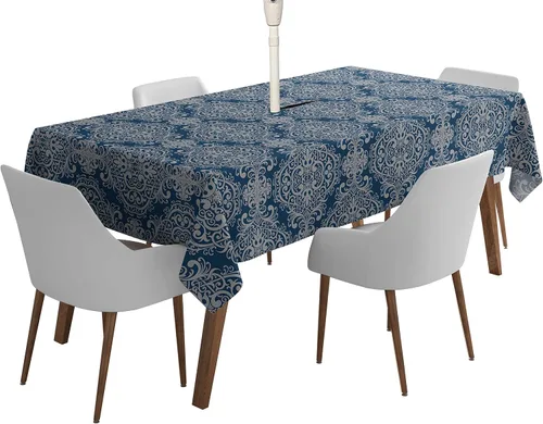 Vista 25 de Mantel cuadrado para interiores y exteriores de 58 x 58 pulgadas, mantel cuadrado impermeable para mesa de patio, manteles de primavera/verano