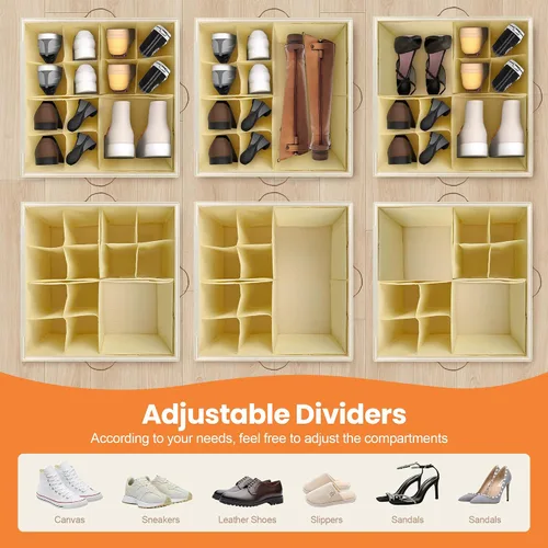 Vista 6 de Foyego Organizador de zapatos para armario, organizador de zapatos con ruedas y divisores ajustables, caja de almacenamiento de zapatos apilable
