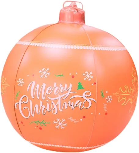Vista 7 de Bola de Navidad inflable de cloruro de polivinilo iluminada, con luz LED de 24 pulgadas, decoración de Navidad al aire libre, bola inflable decorada