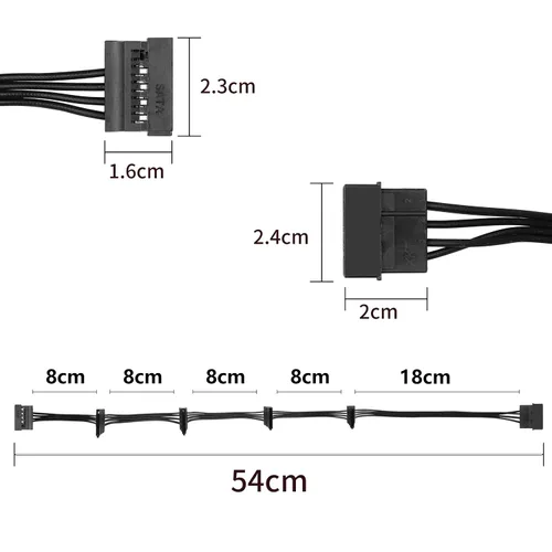 Vista 6 de YACSEJAO IDE a SATA Cable de alimentación LP4 4 pines 1 a 5 × 15 pines SATA Divisor Adaptador de Alimentación Cable Convertidor para PC Servidor