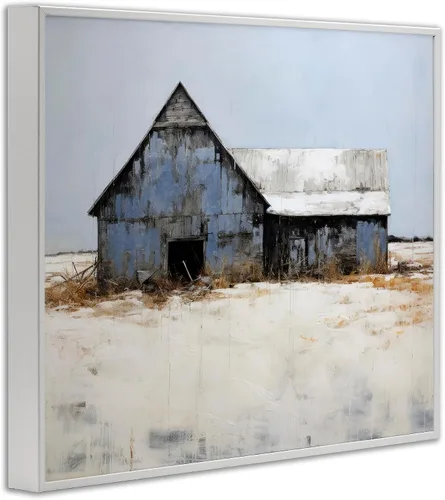 Vista 2 de Stupell Industries Arte giclée enmarcado de granero de invierno por Ray Powers Enmarcado en blanco