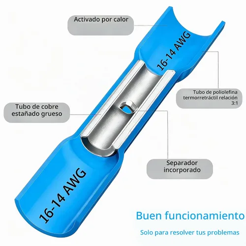 Vista 3 de 1000 conectores a tope termorretráctiles de 16-14 AWG, empalme de cable crimpado aislado eléctrico impermeable para marinos, cables, cableado
