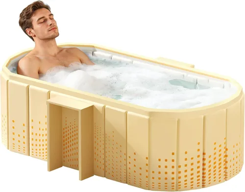 Vista 10 de Bañera Plegable Portátil, Bañera Independiente Sin Instalación, Bañera de SPA para Baño de Remojo, Cabina de Ducha Plegable Baño Caliente y Frío