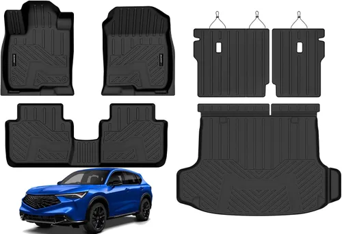 Vista 9 de Auxko Alfombrillas para todo tipo de clima, tapete de carga con respaldo para Honda Pilot 8 pasajeros 2016-2022, forros de elastómero termoplástico