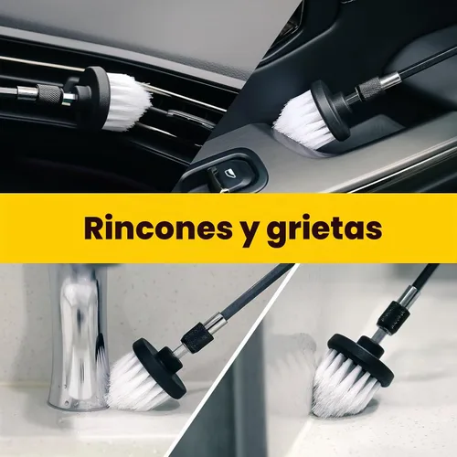Vista 4 de Holikme Juego de 5 cepillos de taladro con extensión para detalles de coche Blanco