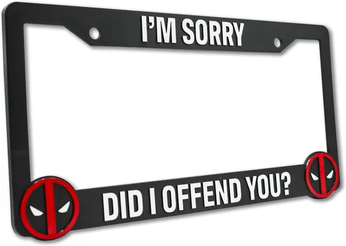 Vista 5 de ¿Did I Offend You? - Marco de matrícula elevado 3D para Deadpool 1 paquete de cubierta de matrícula Soporte universal de matrícula de automóvil