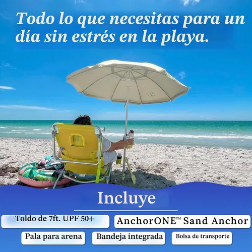 Vista 8 de Anchor Works - Sombrilla de playa, anclaje de arena, resistente al viento Naranja