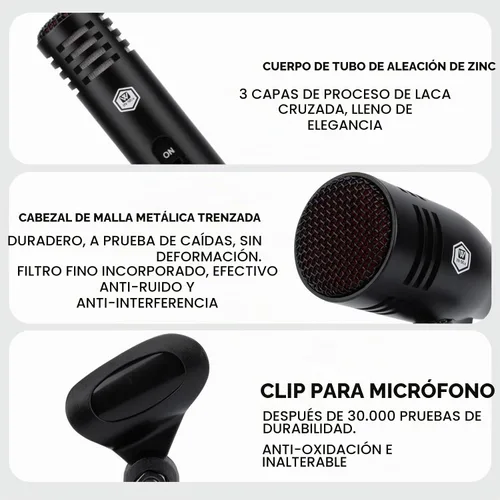 Vista 4 de W IN-MIX Kit de micrófono de tambor dinámico con cable de 7 piezas (completamente metálico) - Micrófono para patada, graves, tom/redoblante
