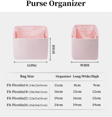 Vista 8 de KINGS IN BAG Organizador para bolsas de mano y bolsas de mano, bolsas de lujo con satén sedoso, se adapta a bolsas de Picotin 1822, ligeras para uso