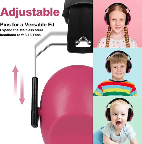 Vista 3 de Auriculares con cancelación de ruido para niños/niños pequeños Rosa rosado