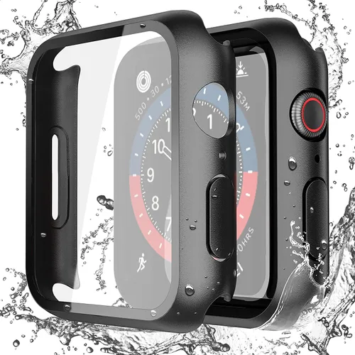 Vista 24 de Misxi Paquete de 2 fundas impermeables con botón diseñadas para Apple Watch Series 3 Series 2 de 38mm, funda rígida de policarbonato anticaídas