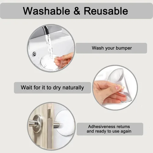 Vista 5 de 24 protectores de pared para tope de puerta de 1.57 pulgadas, protector de pared para pomos de puerta, autoadhesivo, protectores de pared de goma