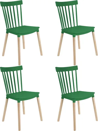 Vista 21 de DSW - Sillas de comedor de plástico modernas sin brazos con patas de madera para estar, dormitorio, cocina, comedor, sala de espera, restaurantes