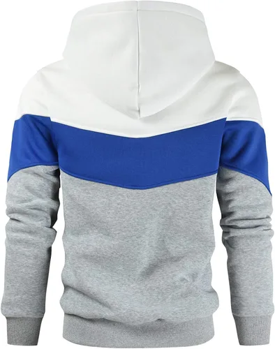 Vista 3 de Gesean Sudadera con capucha, de manga larga, para hombre, diseño de bloque de color, estilo informal, con bolsillo