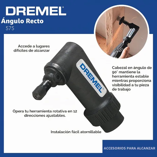 Vista 6 de Dremel Accesorio de ángulo recto 575 para herramienta giratoria con eje flexible accesorio de herramienta giratoria con agarre cómodo y cable de 36