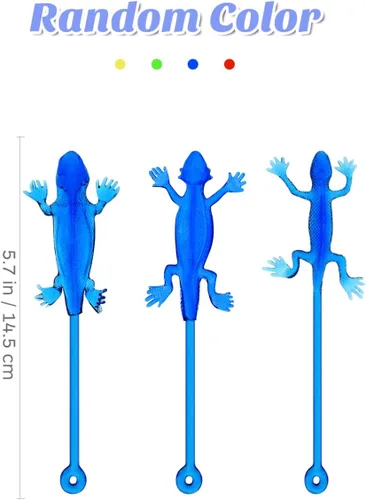 Vista 2 de STOBOK 24 juguetes de lagarto pegajosos – Figuras elásticas de Gecko y juguete adhesivo para niños, recuerdos de fiesta de arrastre de pared