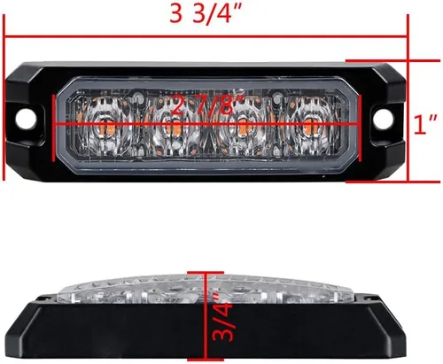 Vista 2 de CORP - Barra de luz estroboscópica intermitente con 4 LED, impermeable, SYNC, advertencia de emergencia, para coche, camión, 12V-24V