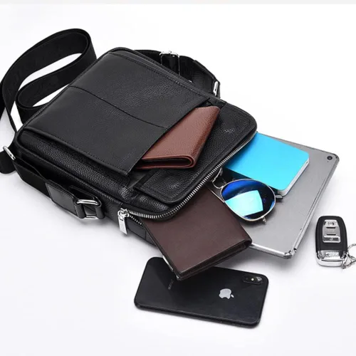 Vista 3 de Leathario Bolso cruzado de cuero para hombre bolso pequeño de mensajero para hombre bolso de hombro para hombre mochila de viaje paquete de trabajo