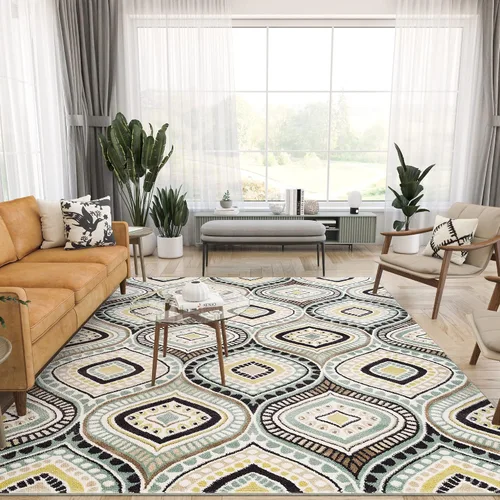 Vista 11 de Alfombras modernas de 5 x 7 para interiores, para sala de estar, comedor, dormitorio, cocina, entrada, alfombra contemporánea, marrón Marrón