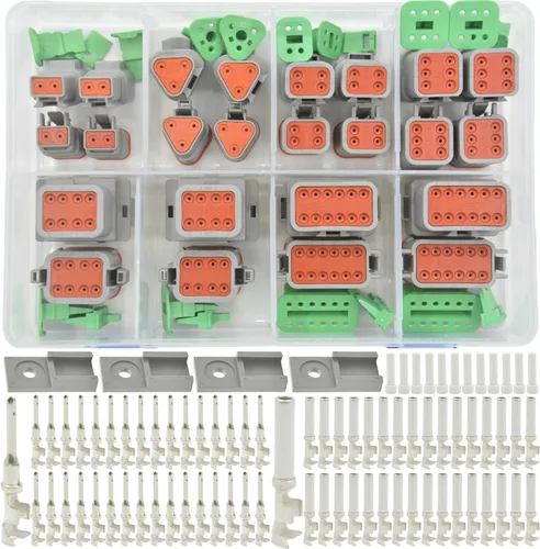 Vista 9 de Deutsch - Kit de conectores de 215 piezas, 12 juegos de 2, 3, 4, 6, 8, 12 pines con tamaño 16 contactos estampados, 14-20AWG Serie DT sellados