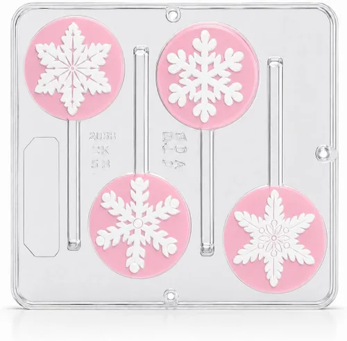 Vista 2 de Molde de caramelo de chocolate con piruleta de copo de nieve Navidad 2058
