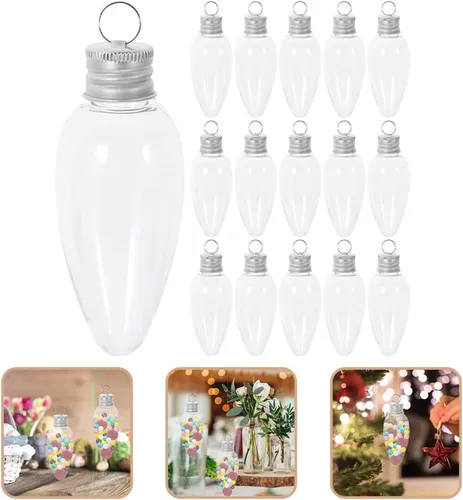 Vista 3 de Toddmomy 20 adornos de bombilla rellenables de Navidad, botellas de plástico transparente, contenedor de dulces para Navidad, manualidades