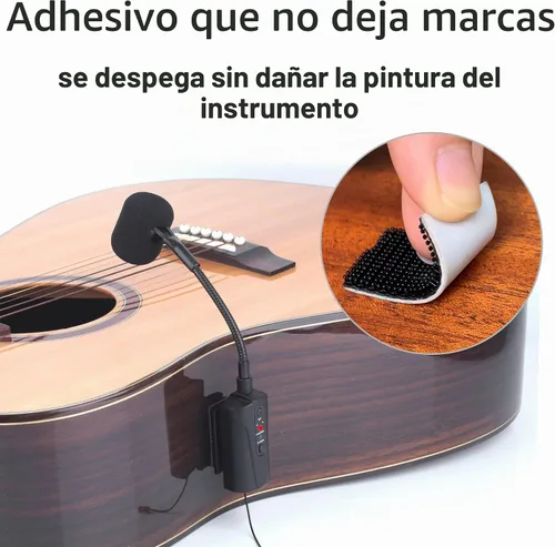 Vista 2 de At-5 Micrófono de guitarra inalámbrico UHF Micrófono de instrumento condensador receptor y sistema transmisor para guitarra clásica y acústica