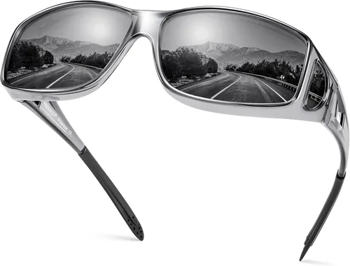 Vista 7 de Night Vision Driving Glasses for Men & Women - Polarized Anti Glare Fit Overs with Wrap-Around HD Yellow Lens