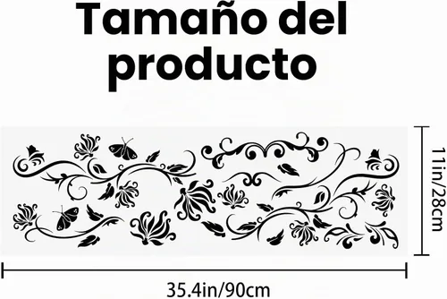 Vista 2 de PLIGREAT Calcomanías de pared de flores negras, calcomanías de pared de mariposa, calcomanías de pared de vinilo extraíbles para guardería
