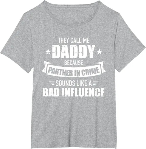 Vista 20 de Call me dad partner in crime bad influence camiseta divertida regalo papá, Negro, S