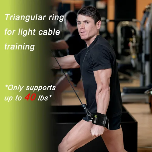 Vista 7 de Muñequeras con anillo triangular para levantamiento de pesas, accesorio de cable de gimnasio, correas de soporte de muñeca para entrenamiento