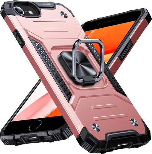 Vista 47 de Anqrp Funda resistente para iPhone 6/7/8/SE/SE2 con soporte de anillo mejorado y agarre, grado militar, a prueba de golpes, resistente y robusta