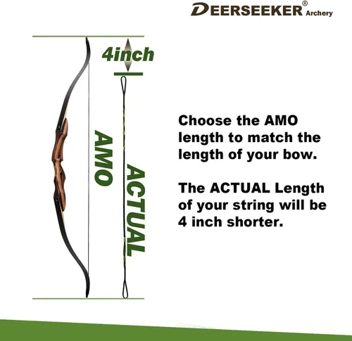 Vista 2 de Juego de cuerdas de arco Deerseeker para tiro con arco con 2 puntos de nocking, cuerda de arco recurva Dacron de repuesto de 12, 14, 16 hebras