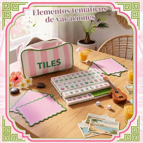 Vista 6 de Beeveer 166 American Mahjong Tile Set Hawaiian Beach Costal Mahjong Set
