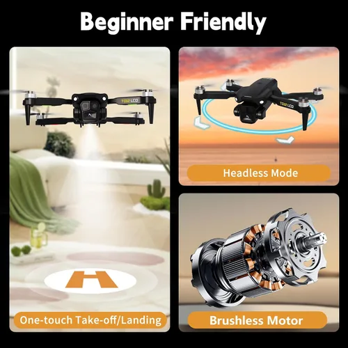 Vista 5 de Toladrone TD12LCD Drone con pantalla LCD Control remoto Motor sin escobillas WiFi Transmisión en tiempo real Drones para adultos Dron con cámara