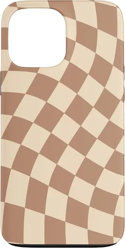 Vista 23 de iPhone 16 Brown Checkered Wavy Checkerboard Pattern Phone Case