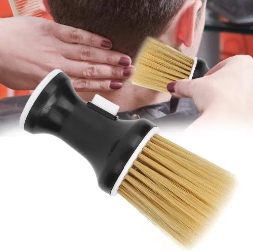 Vista 5 de Cepillo de peluquería suave para el cabello, plumero de cuello con mango redondo ergonómico (negro), cepillo de limpieza de doble función con poder