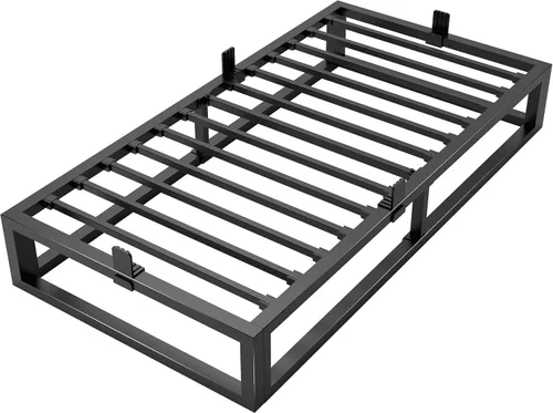 Vista 16 de Bilily Marco de cama individual de 14 pulgadas con soporte de listones de acero resistente, plataforma de metal resistente para colchón