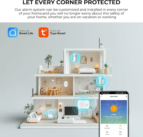 Vista 5 de PGST - Sistema de alarma de seguridad para el hogar, sistemas inalámbricos de seguridad para el hogar con sensor de puerta expandible