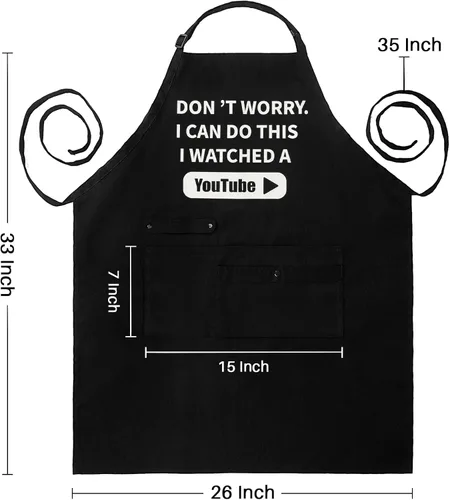 Vista 3 de Delantal de barbacoa para hombre con bolsillos, divertidos delantales de cocina para hombres, delantal de cocina impermeable para regalos de padre
