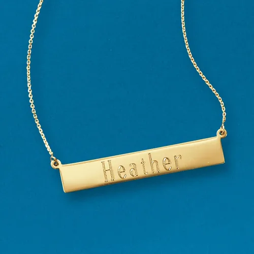 Vista 3 de Ross-Simons Italian 14kt Yellow Gold Personalized Bar Necklace