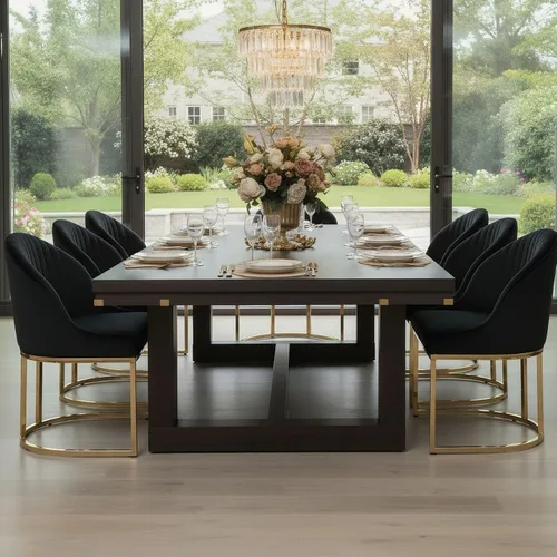 Vista 7 de Hyfirm Juego de 2 sillas de comedor tapizadas de terciopelo negro y dorado, sillas de cocina modernas con acento de barril glamoroso, patas de metal