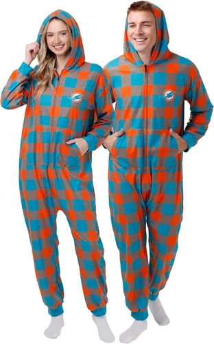 Vista 15 de FOCO Unisex NFL Team Logo Pajamas One Piece Onesie Patrón feo navideño
