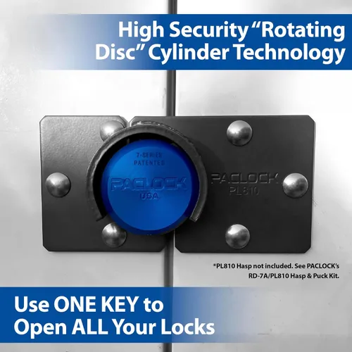 Vista 2 de PACLOCK's 7-Series Flat Back Puck w/Tapped Holes, High Security Rotating Disc, Manufacturer-Controlled Key Assigning, Exclusive Key Number, U-Pick!