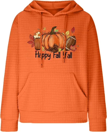 Vista 7 de Sudadera de gran tamaño para mujer, sudaderas con capucha con capucha, de punto gofre, casual, cómoda, trajes de moda de otoño