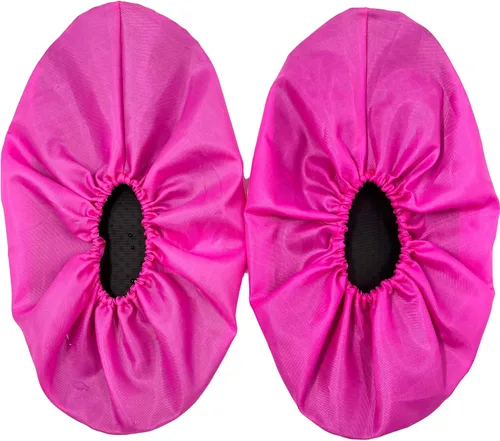 Vista 4 de 5 pares de cubiertas impermeables antideslizantes lavables reutilizables para botas, protectores para zapatos de interior (XL, fucsia)