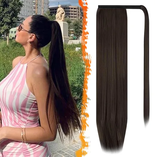 Vista 60 de BARSDAR Extensión de Cola de Caballo Corta y Recta - Extensiones de Cabello de Cola de Caballo con Cordón de 14 Pulgadas en Negro para Mujeres