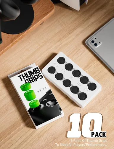 Vista 6 de ELETIUO Juego de 5 pares10 empuñaduras para el pulgar para Xbox Series XS, Xbox One, control Xbox One XS, tapa de silicona antideslizante con 5