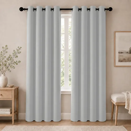 Vista 106 de Cortinas de oscurecimiento de habitación de 45 pulgadas de largo para dormitorio y sala de estar, cortinas térmicas aislantes con ojales